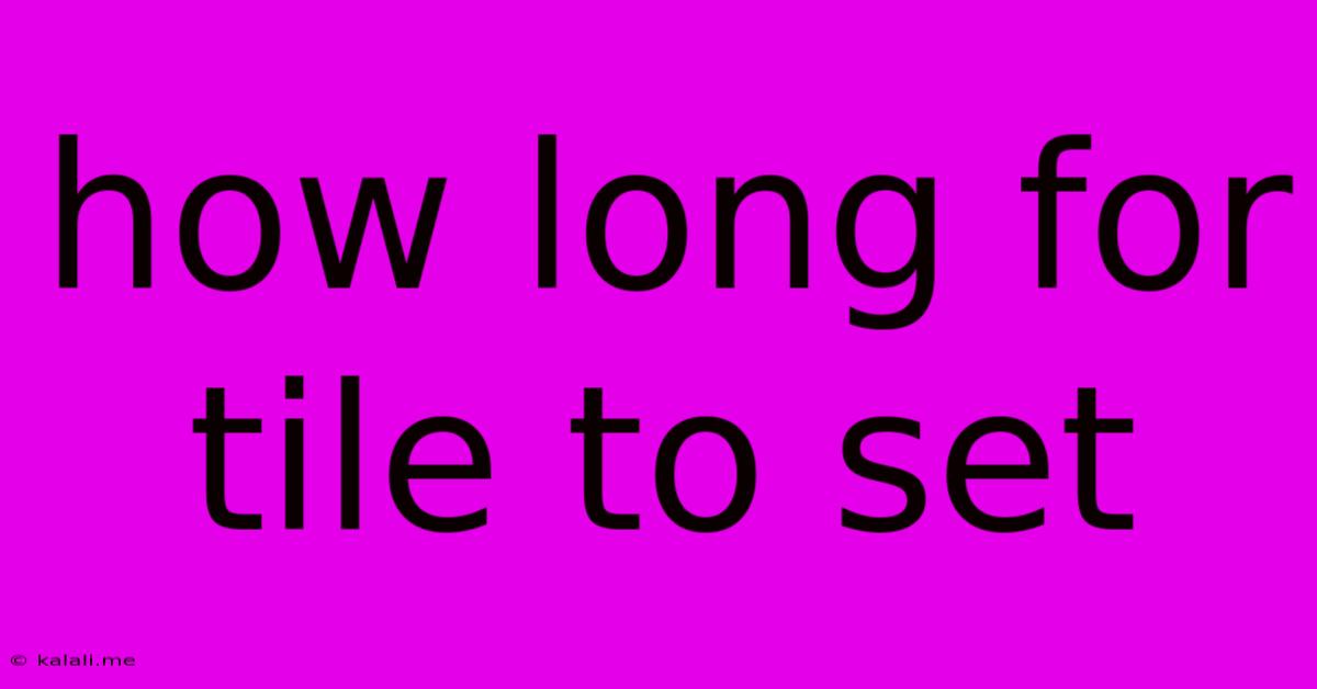How Long For Tile To Set