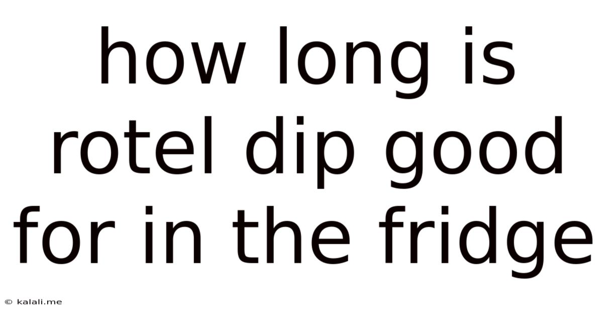 How Long Is Rotel Dip Good For In The Fridge