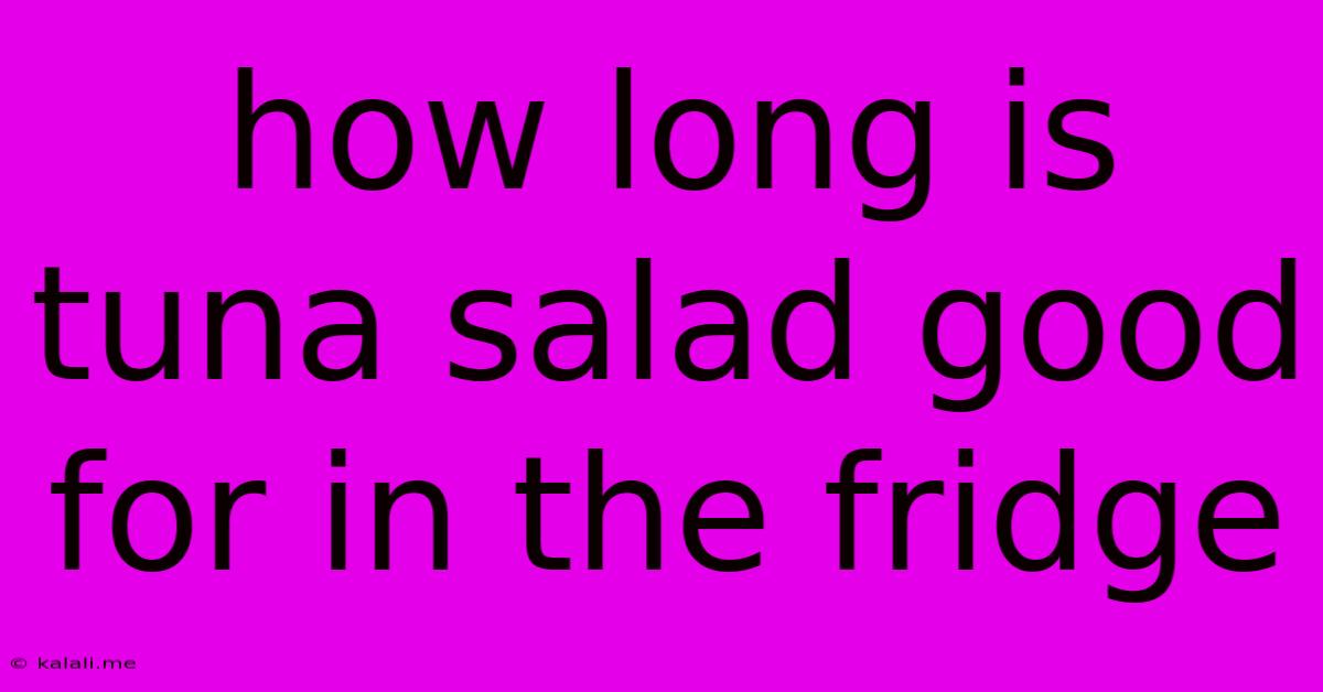 How Long Is Tuna Salad Good For In The Fridge
