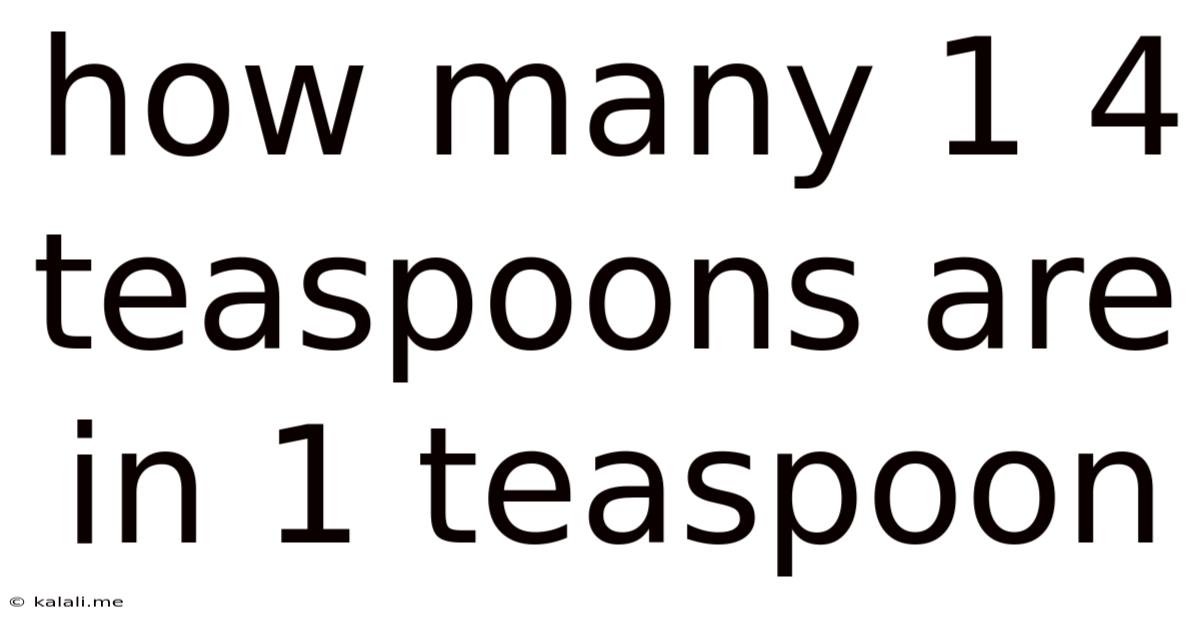 How Many 1 4 Teaspoons Are In 1 Teaspoon