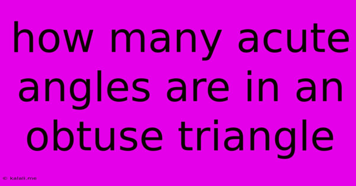 How Many Acute Angles Are In An Obtuse Triangle