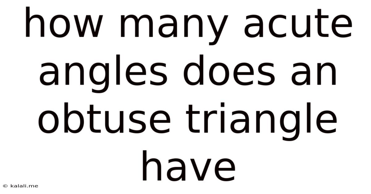How Many Acute Angles Does An Obtuse Triangle Have