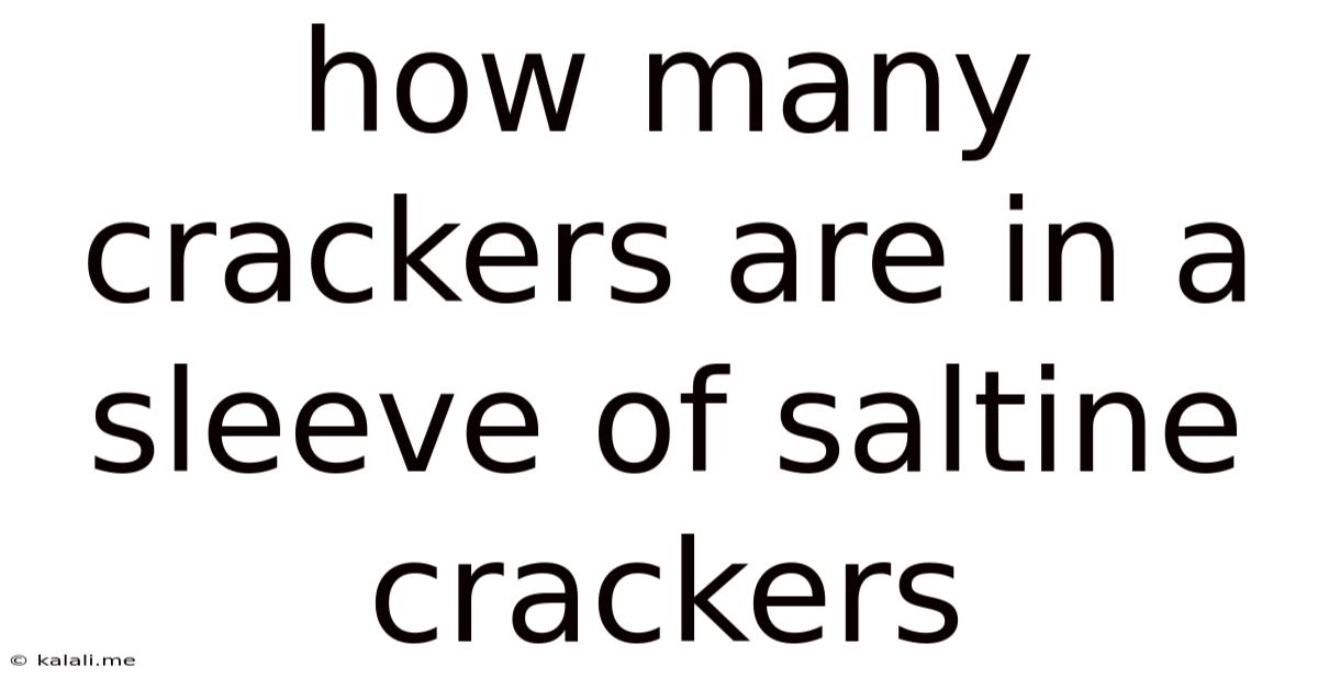 How Many Crackers Are In A Sleeve Of Saltine Crackers
