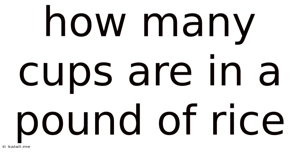 How Many Cups Are In A Pound Of Rice