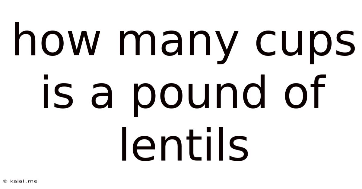 How Many Cups Is A Pound Of Lentils