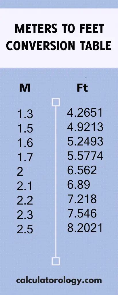 How Many Feet Is 2.5 M