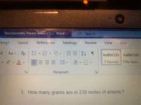 How Many Grams Are In 238 Moles Of Arsenic