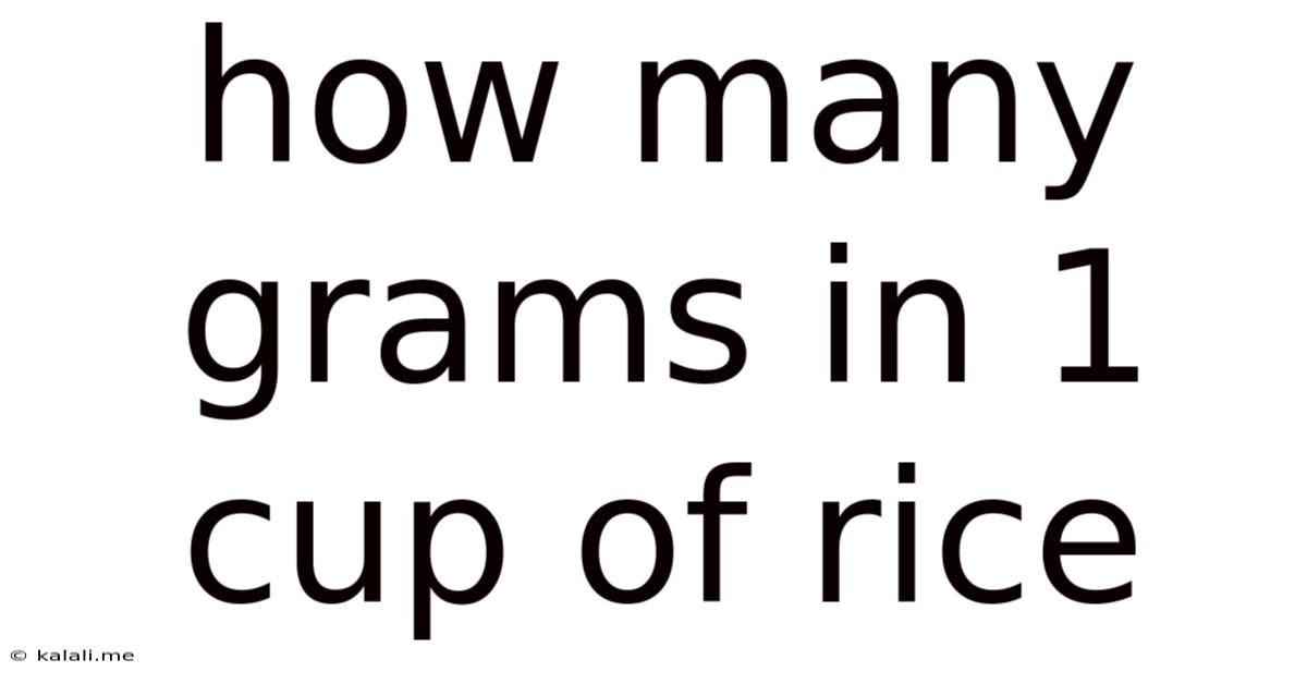 How Many Grams In 1 Cup Of Rice