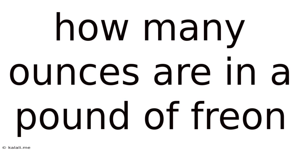 How Many Ounces Are In A Pound Of Freon