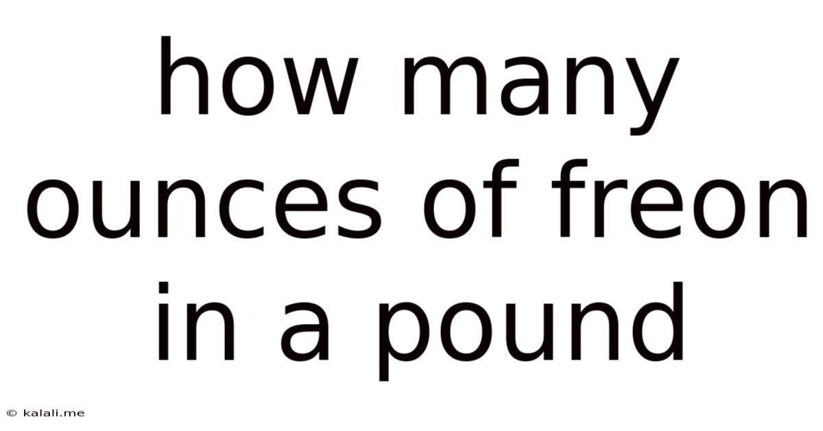 How Many Ounces Of Freon In A Pound