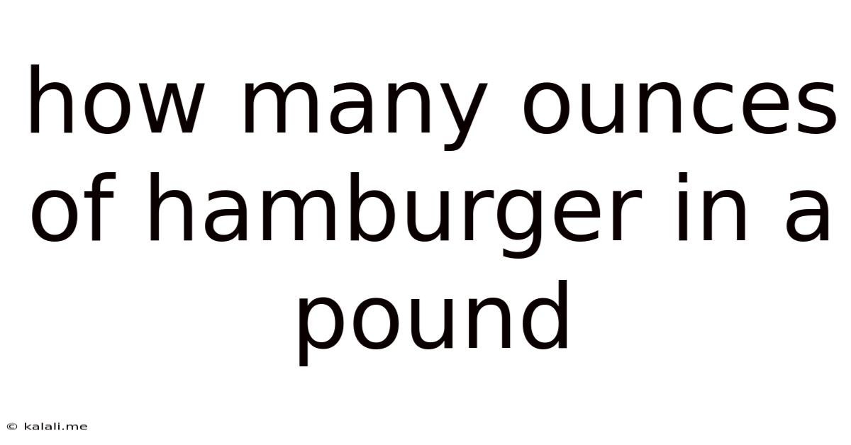 How Many Ounces Of Hamburger In A Pound