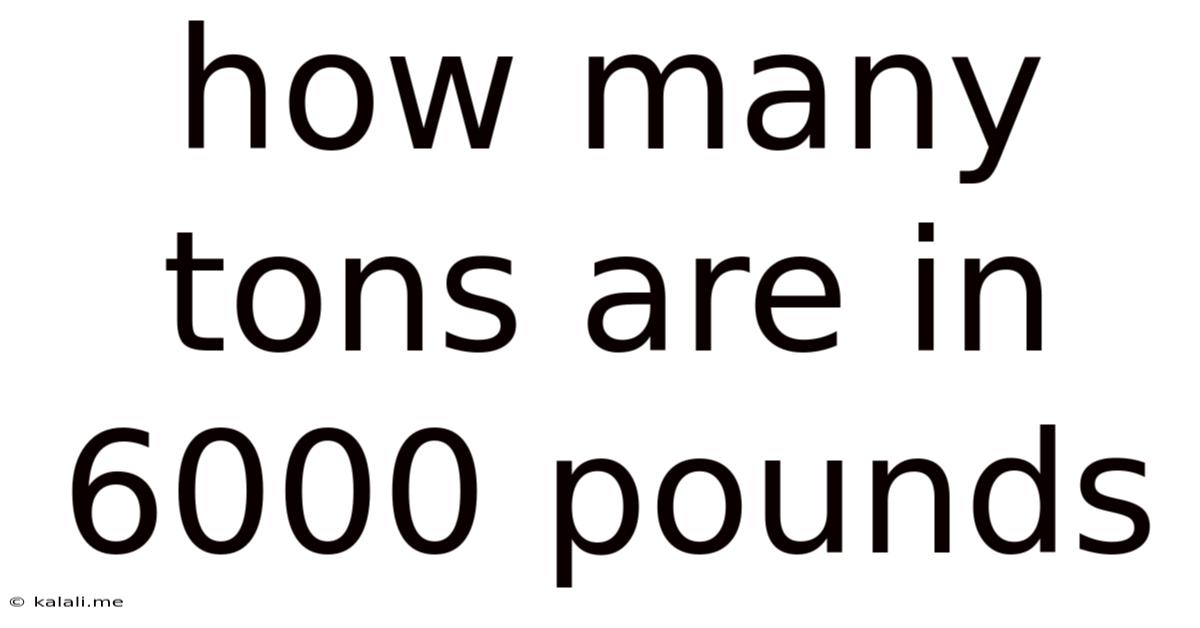 How Many Tons Are In 6000 Pounds