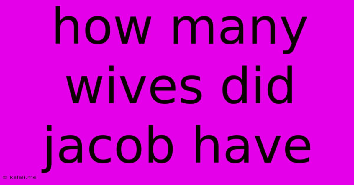How Many Wives Did Jacob Have