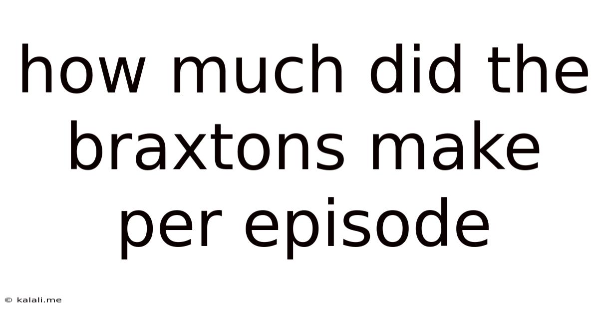 How Much Did The Braxtons Make Per Episode