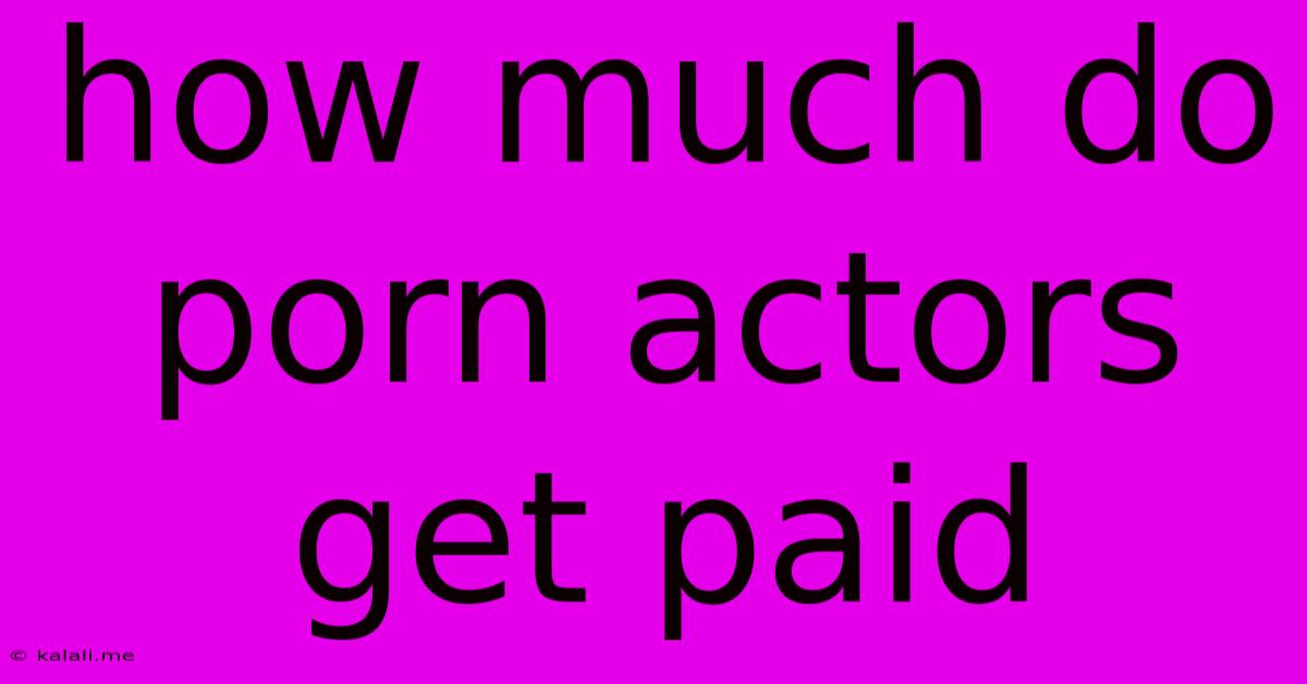 How Much Do Porn Actors Get Paid