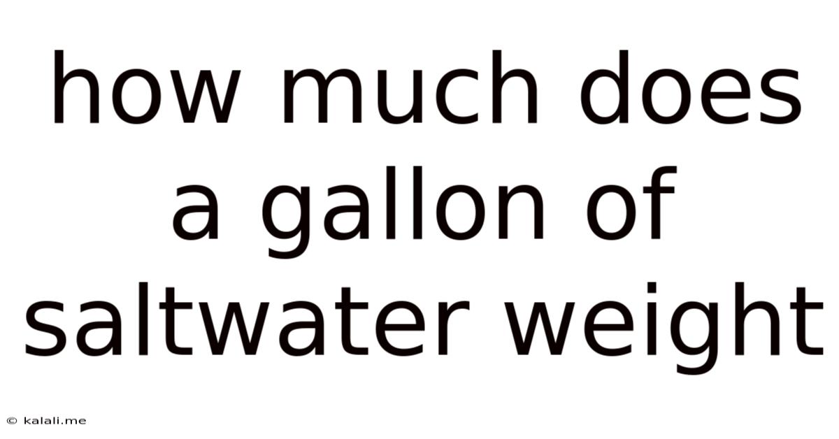 How Much Does A Gallon Of Saltwater Weight