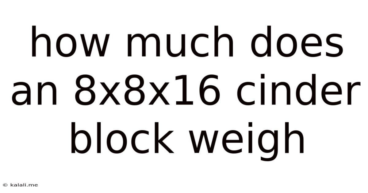 How Much Does An 8x8x16 Cinder Block Weigh