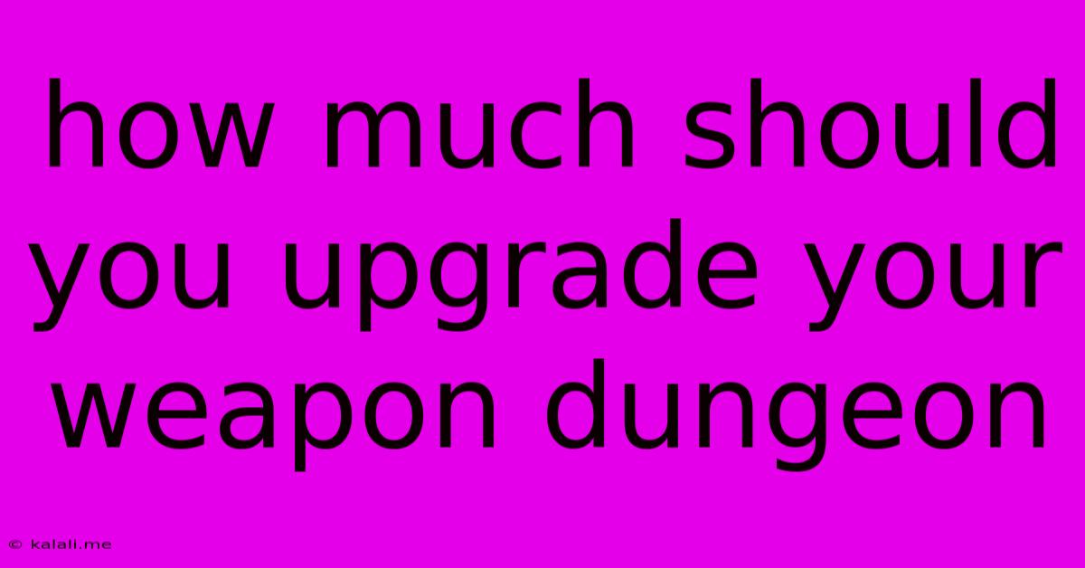 How Much Should You Upgrade Your Weapon Dungeon