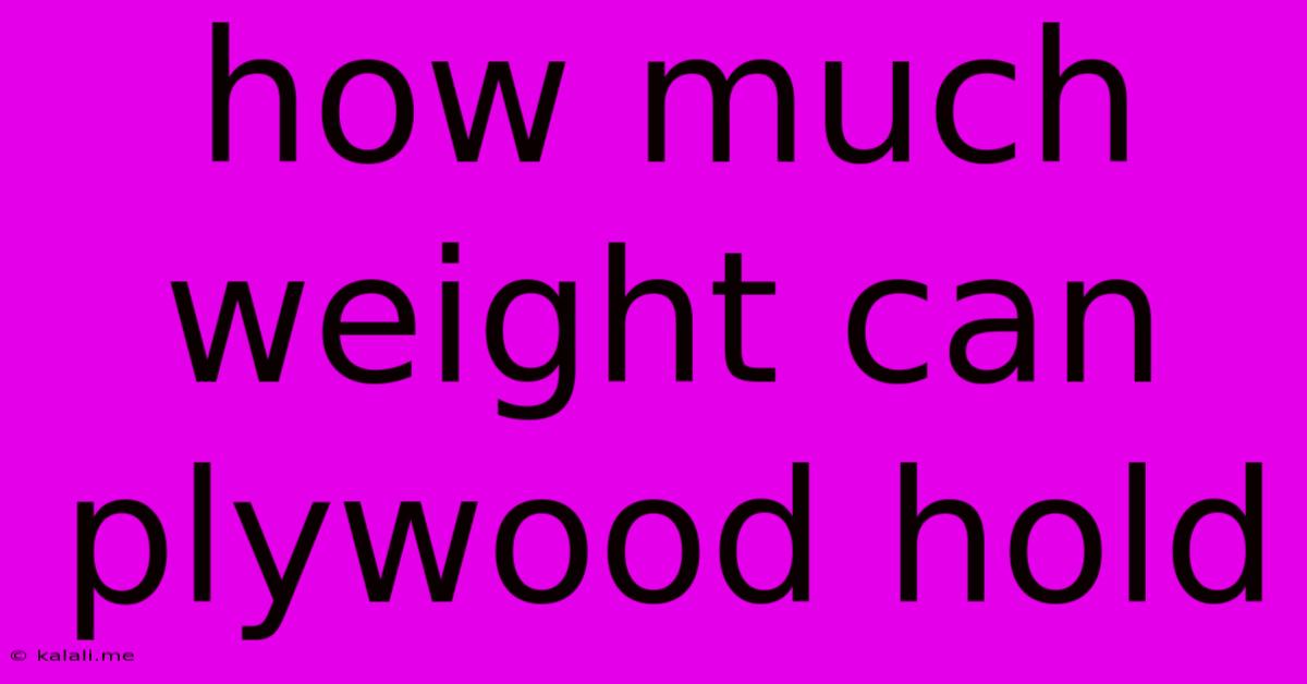 How Much Weight Can Plywood Hold