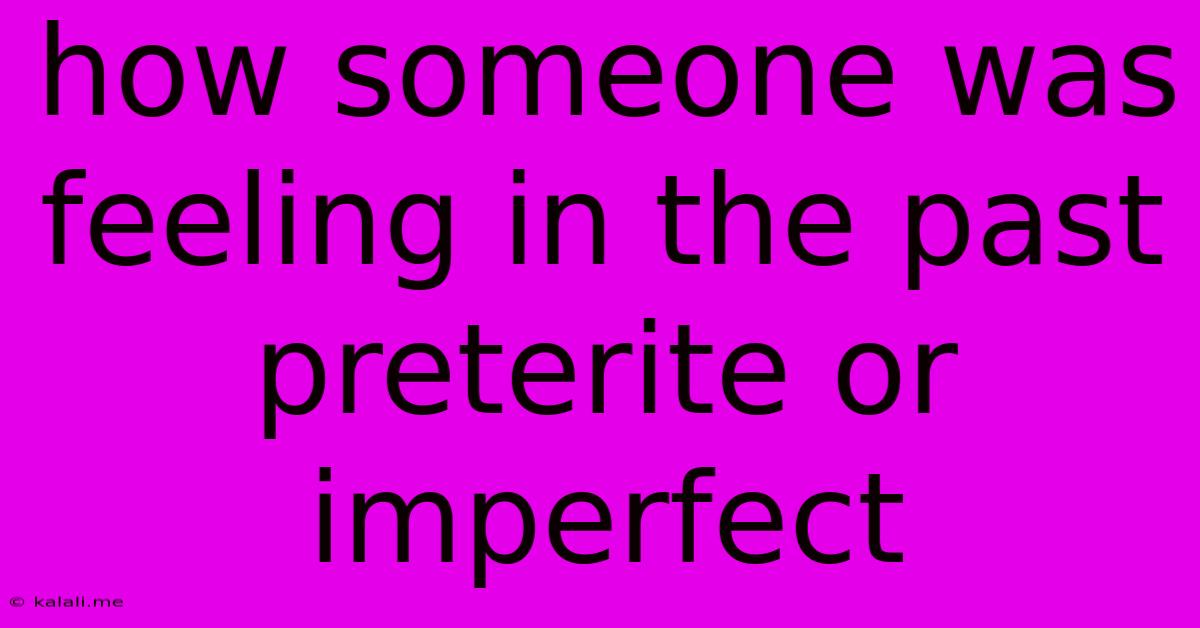 How Someone Was Feeling In The Past Preterite Or Imperfect