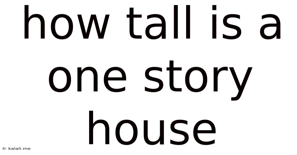 How Tall Is A One Story House