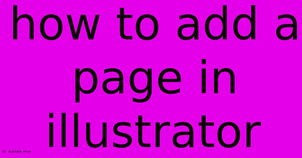 How To Add A Page In Illustrator