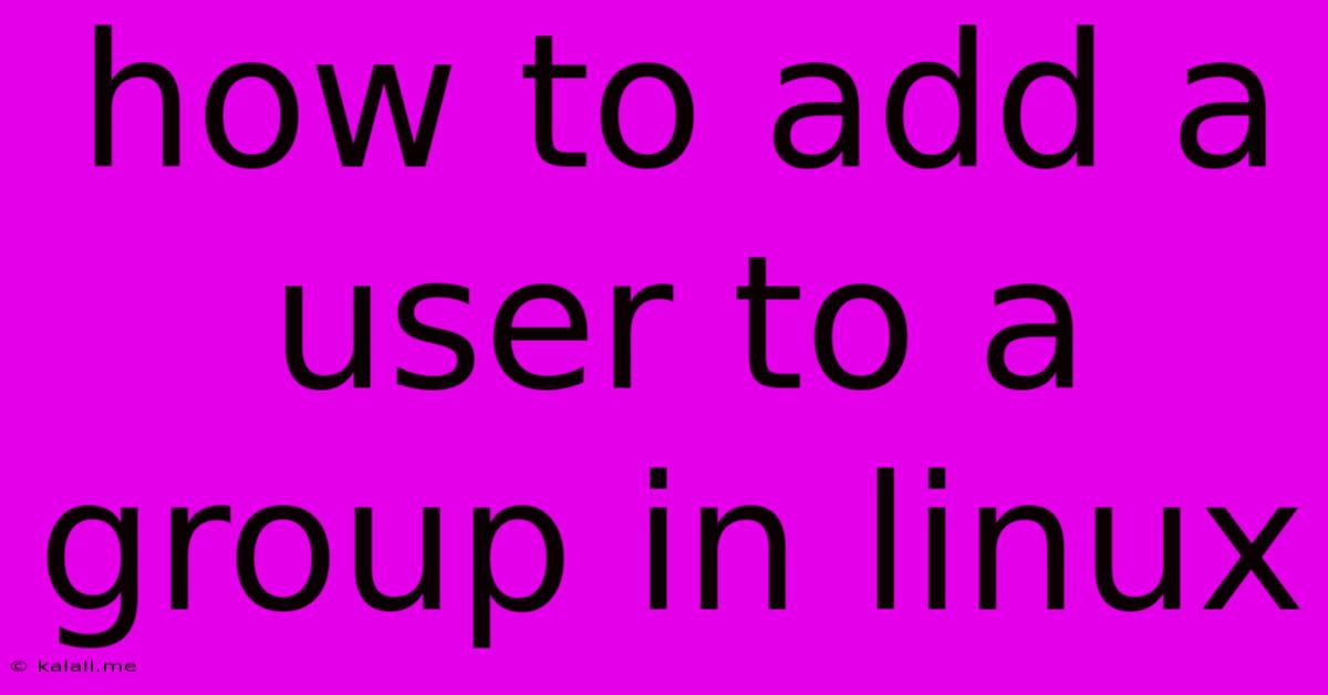 How To Add A User To A Group In Linux