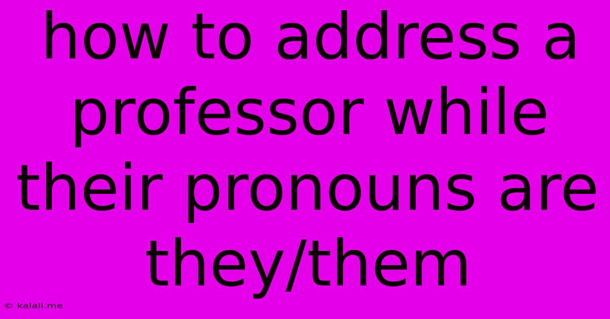 How To Address A Professor While Their Pronouns Are They/them