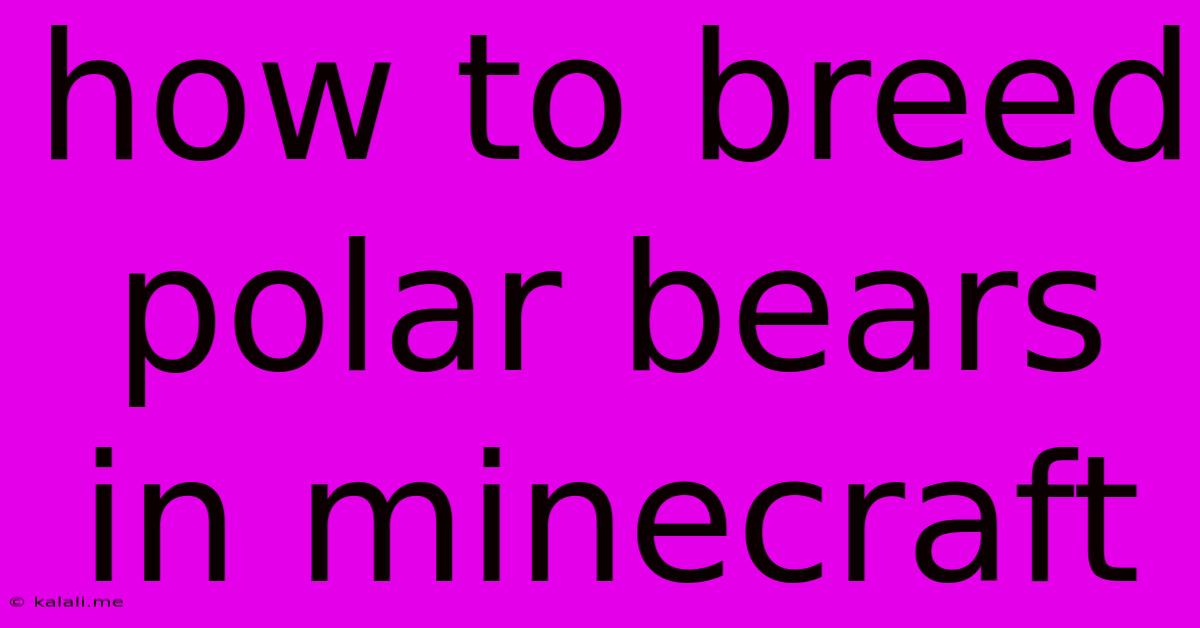 How To Breed Polar Bears In Minecraft