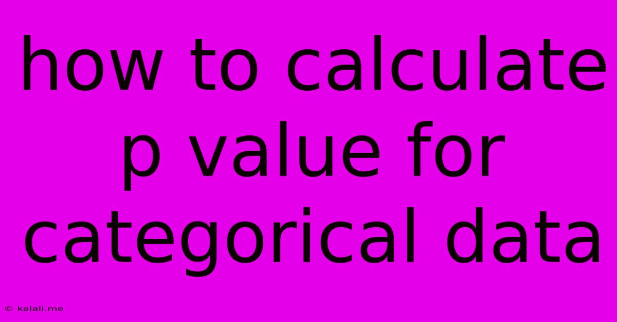 How To Calculate P Value For Categorical Data