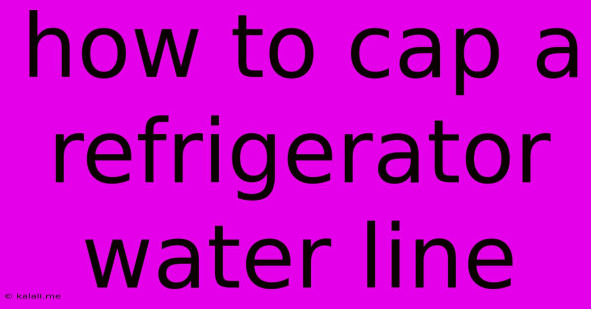 How To Cap A Refrigerator Water Line