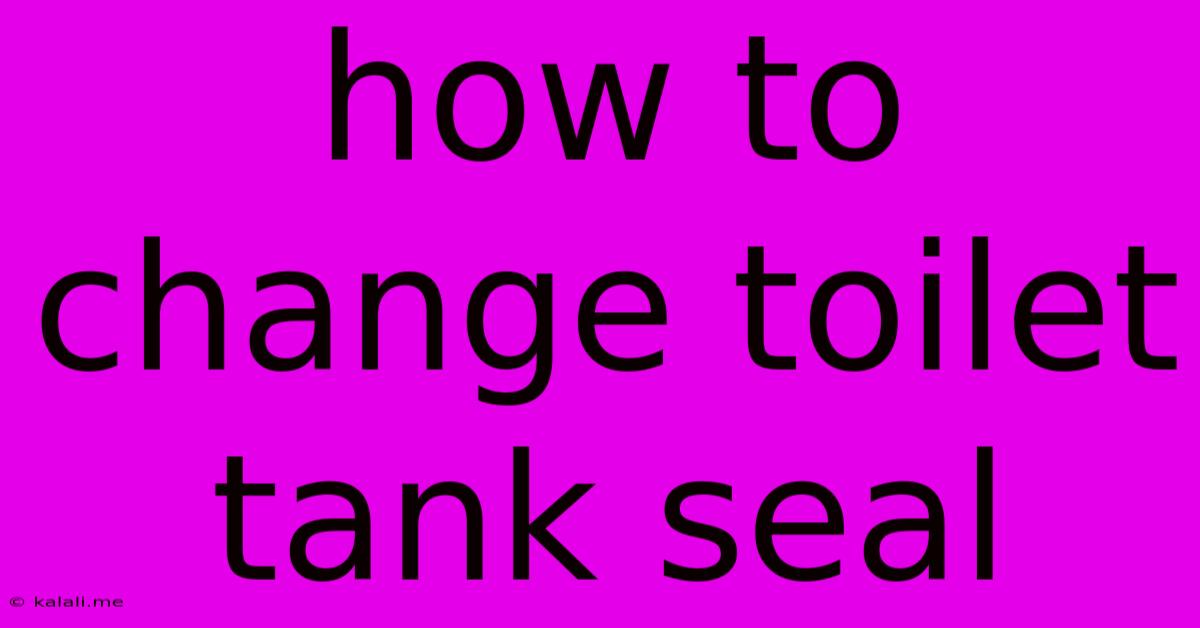 How To Change Toilet Tank Seal