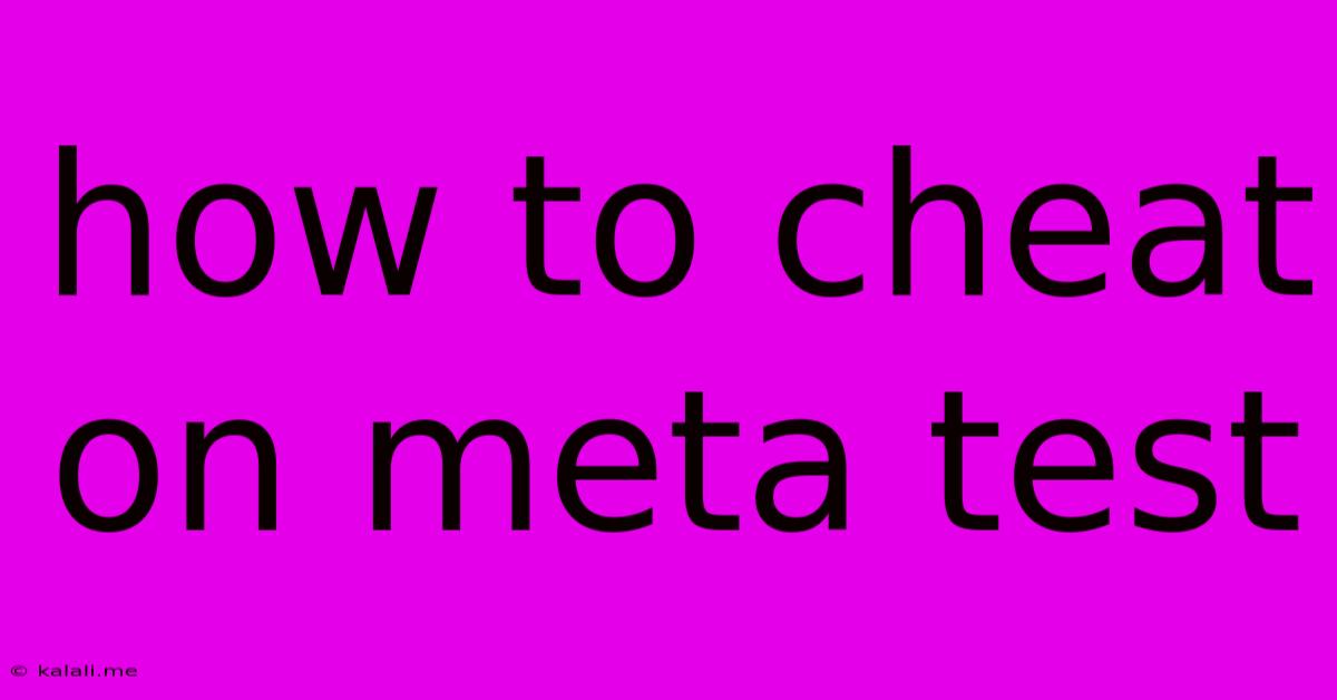 How To Cheat On Meta Test