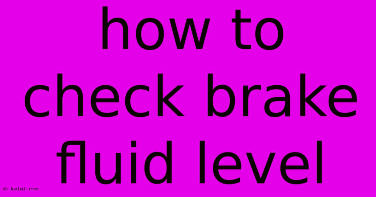 How To Check Brake Fluid Level