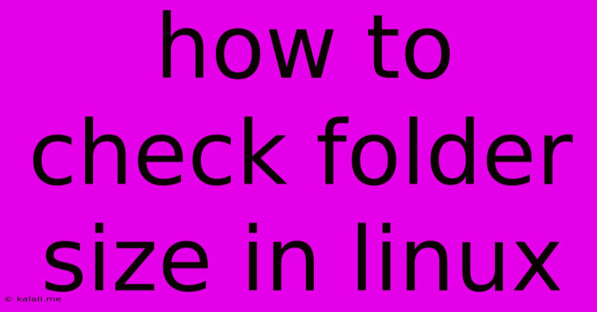 How To Check Folder Size In Linux
