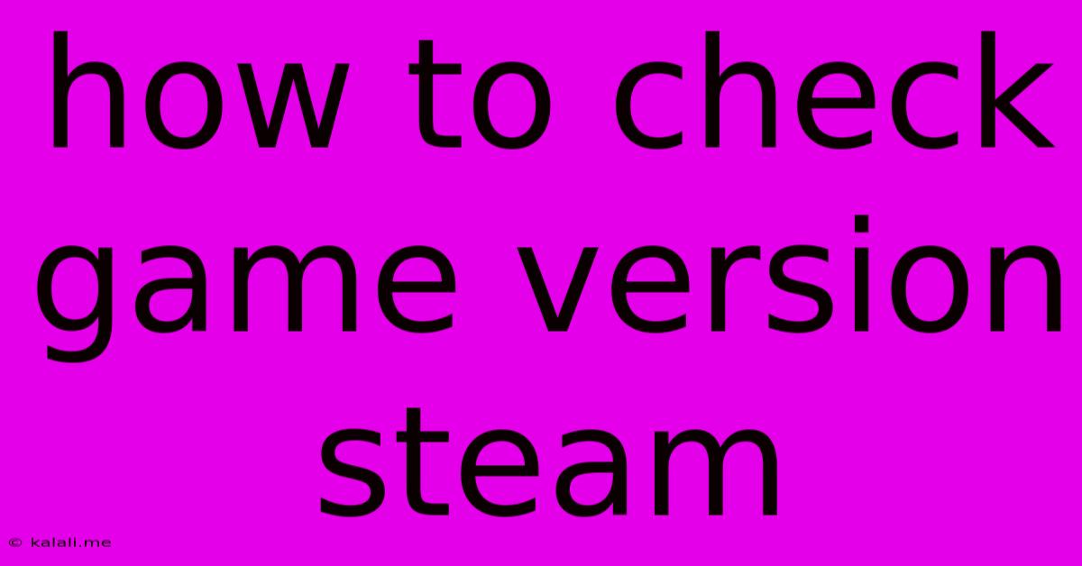 How To Check Game Version Steam