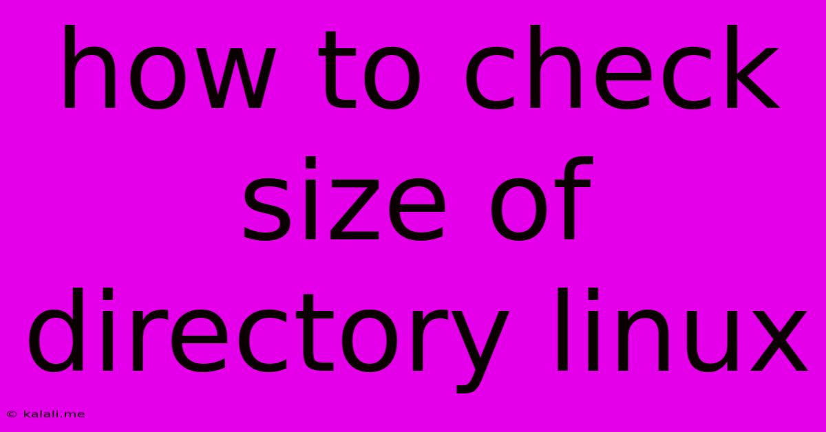 How To Check Size Of Directory Linux