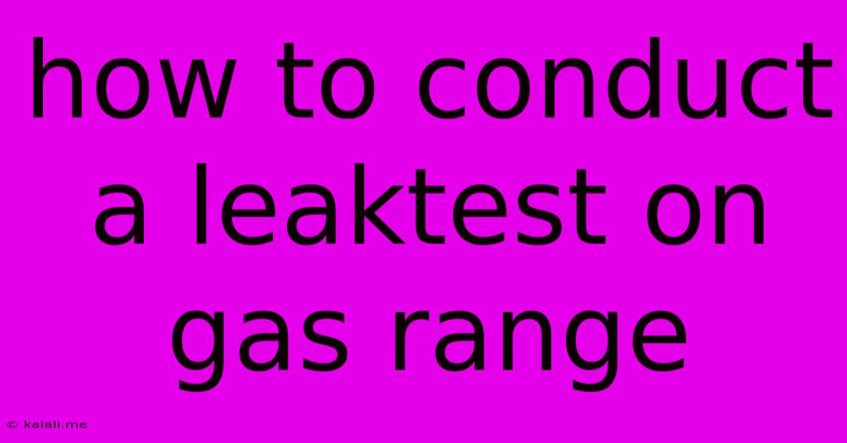 How To Conduct A Leaktest On Gas Range