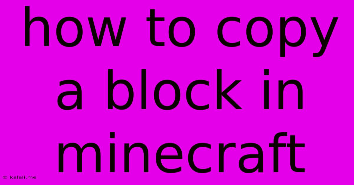 How To Copy A Block In Minecraft