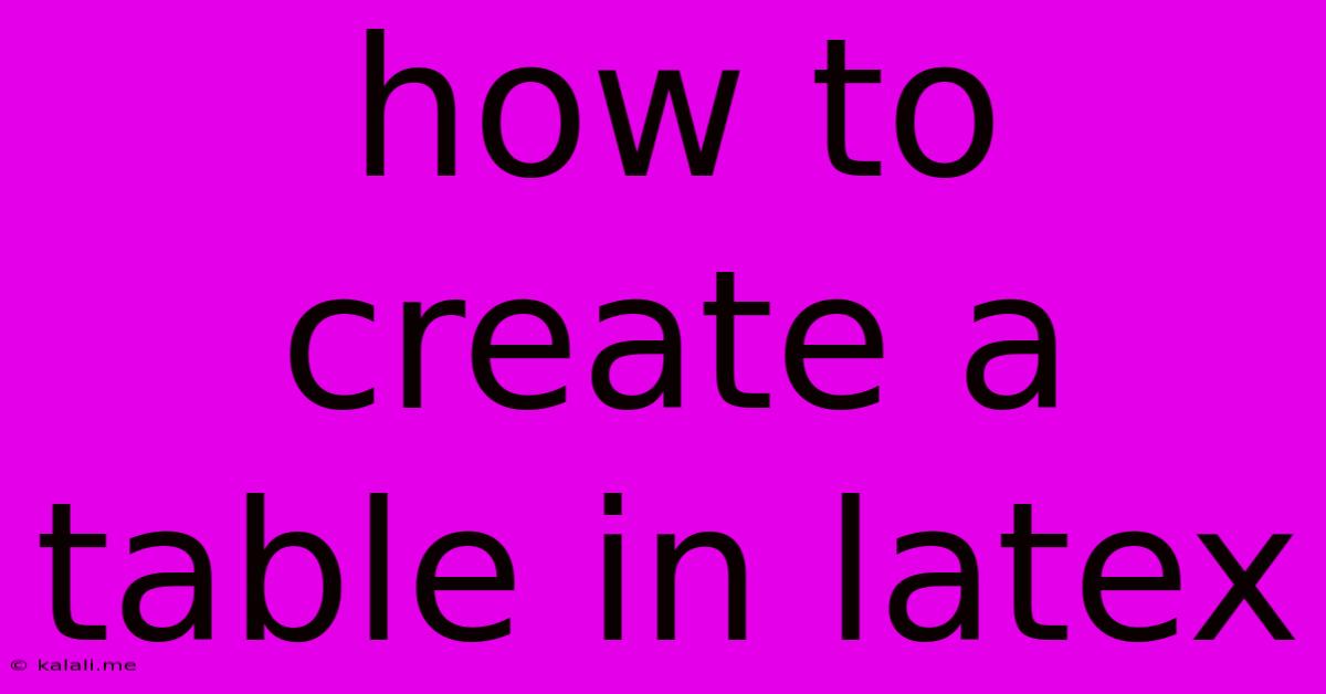 How To Create A Table In Latex