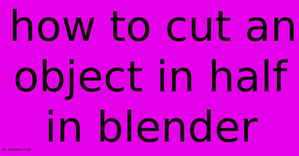 How To Cut An Object In Half In Blender