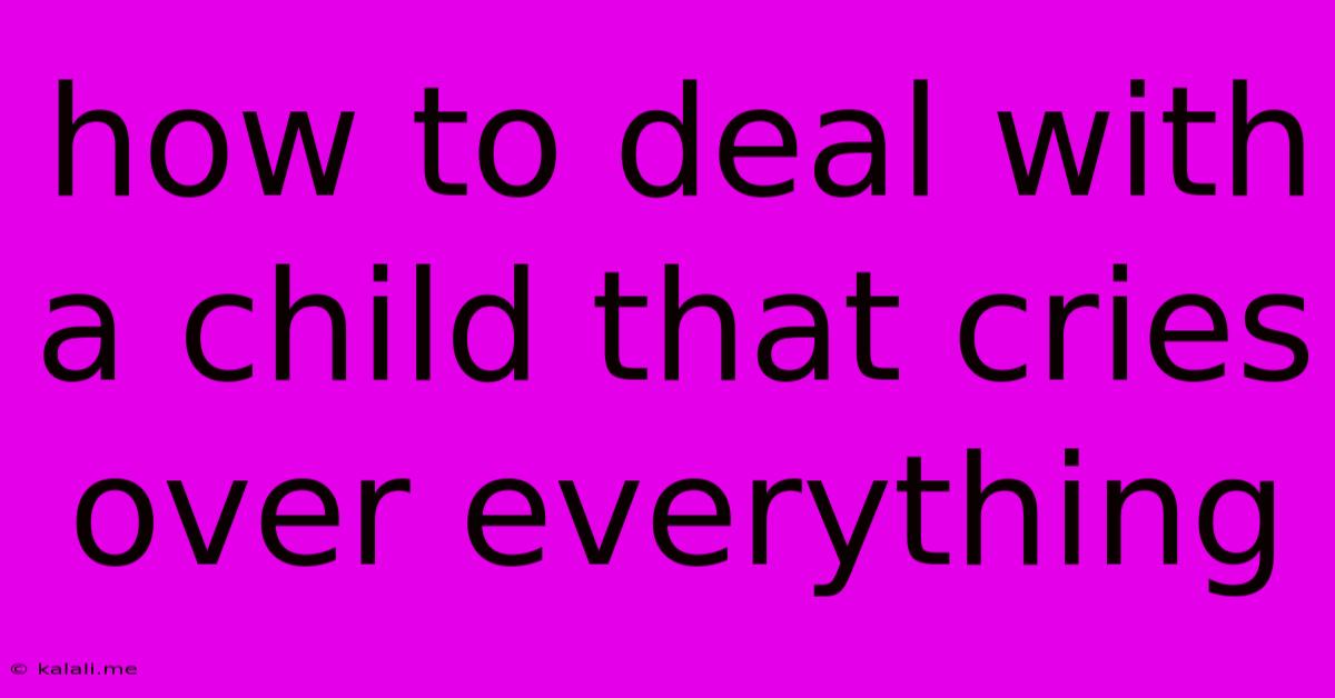 How To Deal With A Child That Cries Over Everything