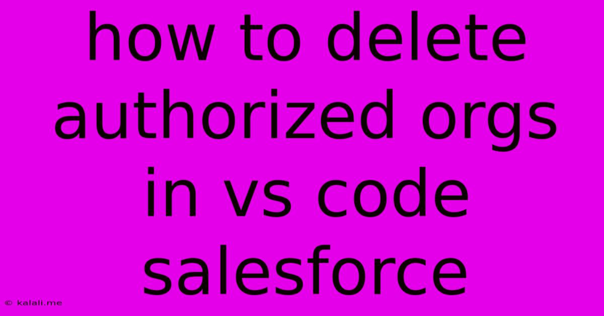 How To Delete Authorized Orgs In Vs Code Salesforce