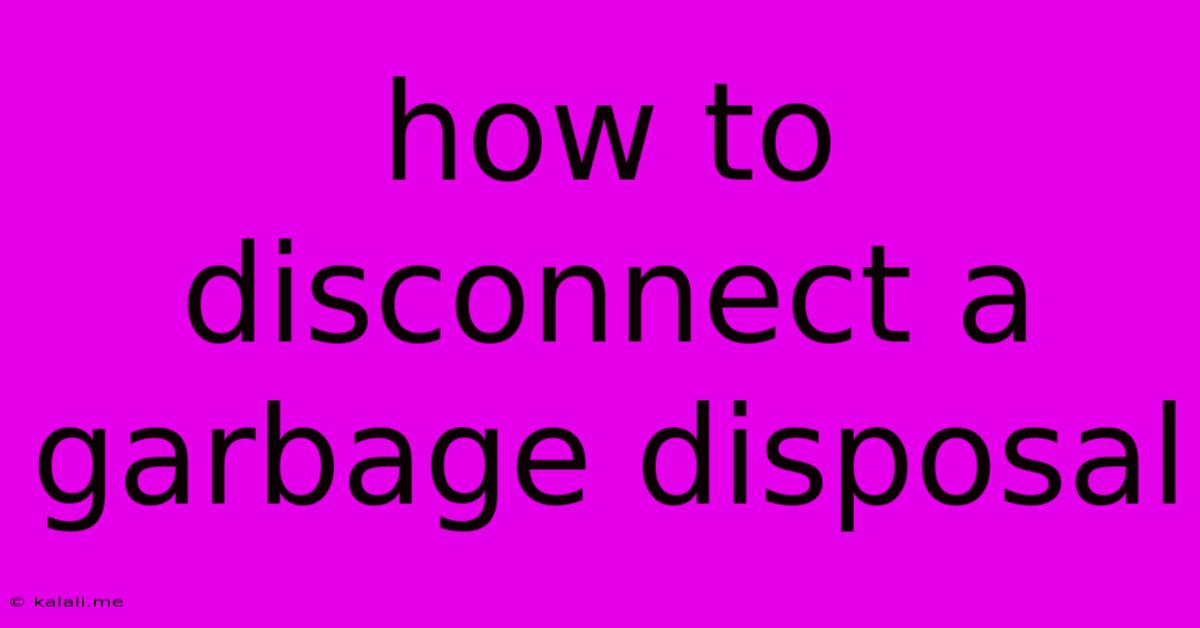 How To Disconnect A Garbage Disposal