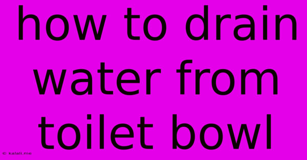 How To Drain Water From Toilet Bowl