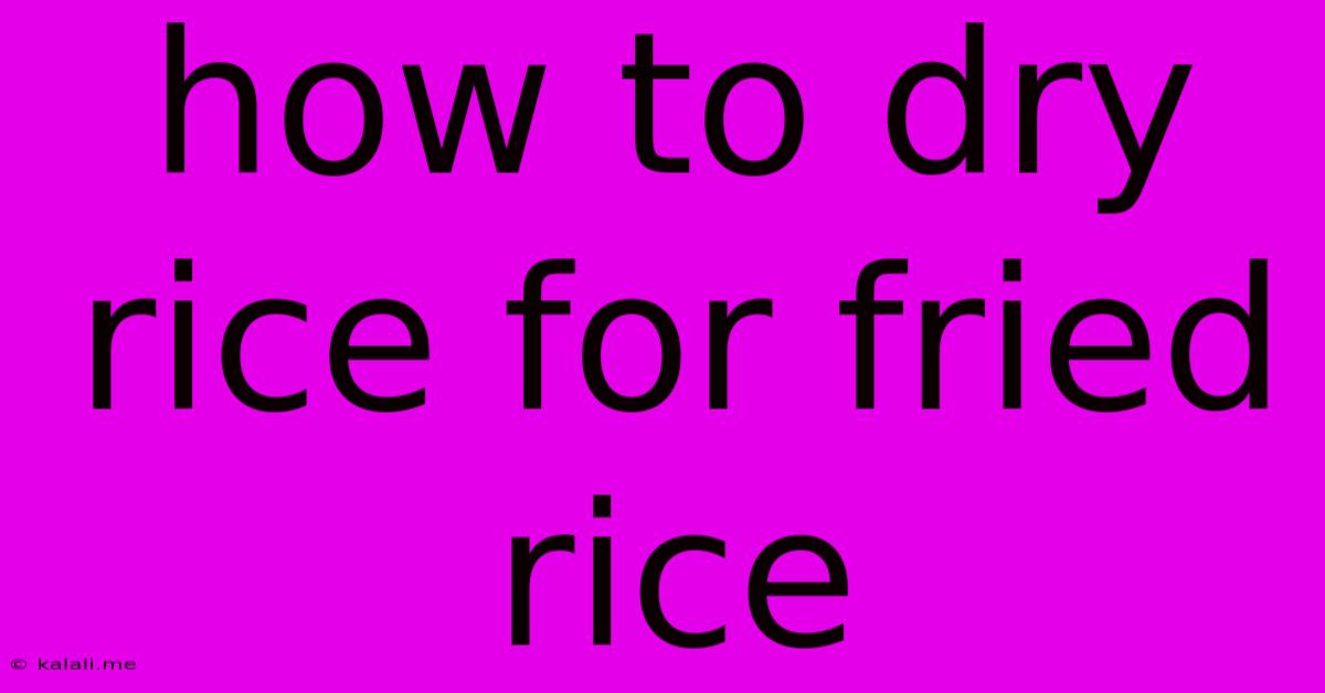 How To Dry Rice For Fried Rice