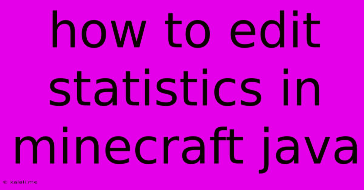 How To Edit Statistics In Minecraft Java
