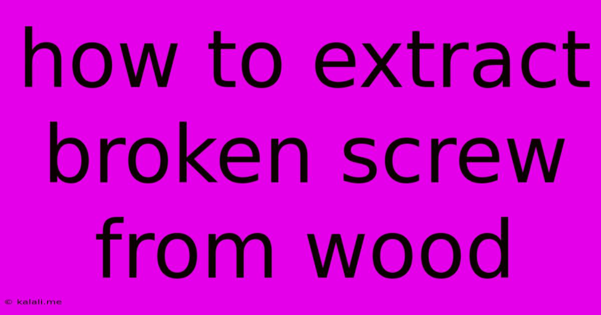 How To Extract Broken Screw From Wood