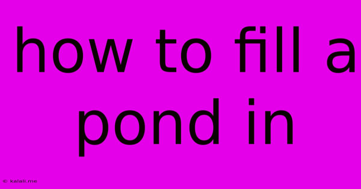 How To Fill A Pond In