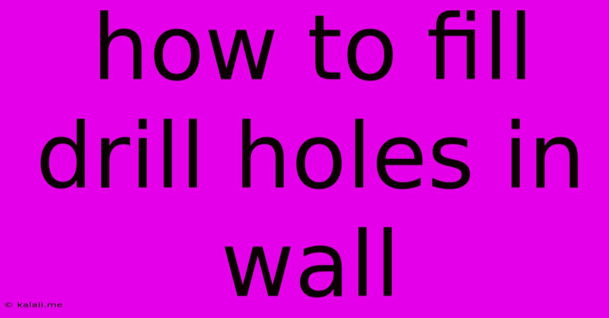 How To Fill Drill Holes In Wall